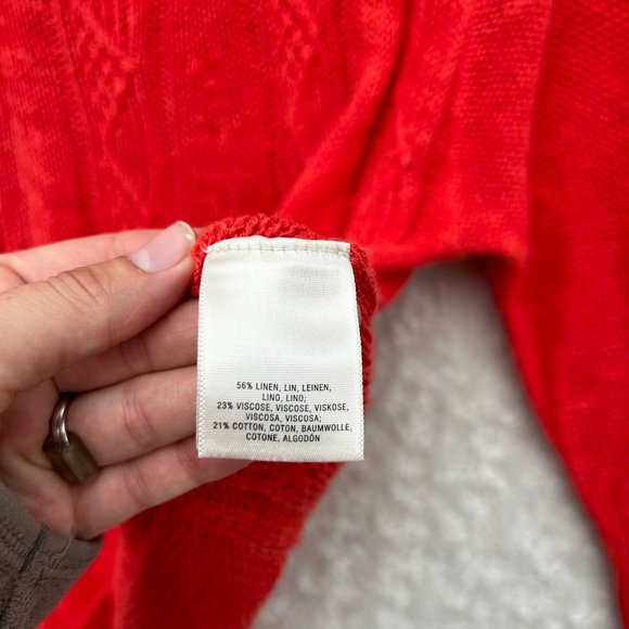Rosie Neira Anthropologie Sweater Womens Small Red Orange Open Knit Pullover - Picture 3 of 6